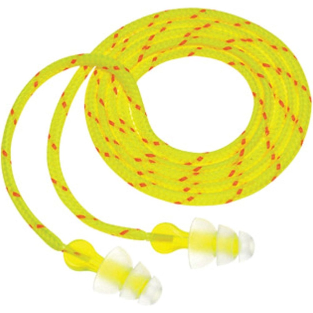 Earplugs Corded 3 Pack High Visibility Neon Yellow Noise Reduction Protection‎
